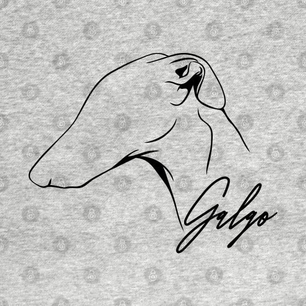 Proud Galgo profile dog lover sighthound gift by wilsigns